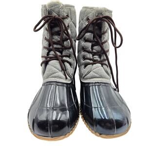 Olivia Miller 9 Gray Women's Fur Insulated Water Resistant Duck Rain Boots Shoes